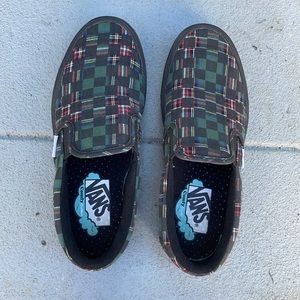 Vans Slip On Black and Colored Checkered Shoes